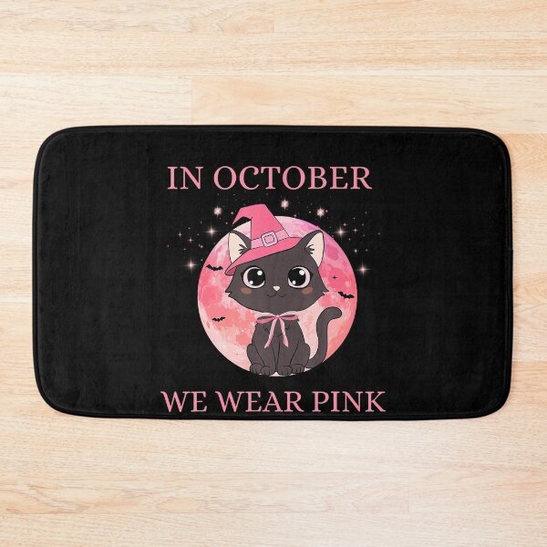 Item preview, Black Cat In October We Wear Pink Awareness designed and sold by LouisaOReilly.