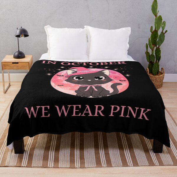 Item preview, Black Cat In October We Wear Pink Awareness designed and sold by LouisaOReilly.