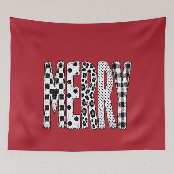 Item preview, Merry Christmas Patterned Lettering Plaid Polka Dot Holiday Art designed and sold by AmiGraph.