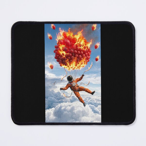 Item preview, Falling Astronaut: Burning Red Balloons Above the Clouds designed and sold by Rain-Road.