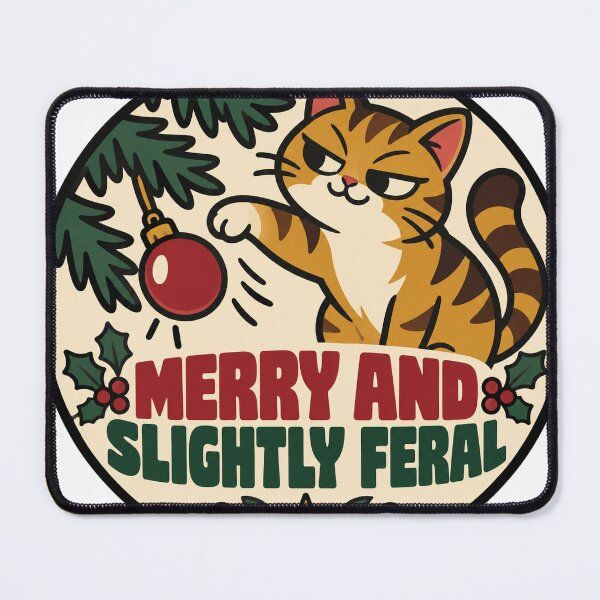 Item preview, Cat Mom Gift - Merry And Slightly Feral designed and sold by RedRubyBubble.