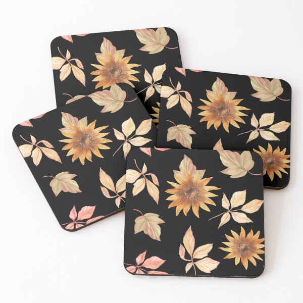Item preview, Dark Cottagecore Autumn Sunflower Watercolor Leaf Pattern designed and sold by FestivityFinds.