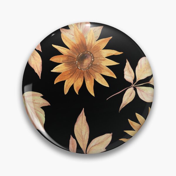 Item preview, Dark Cottagecore Autumn Sunflower Watercolor Leaf Pattern designed and sold by FestivityFinds.