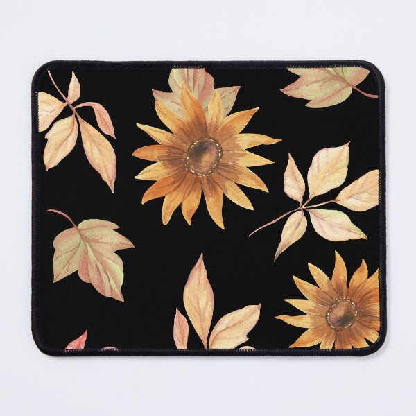 Item preview, Dark Cottagecore Autumn Sunflower Watercolor Leaf Pattern designed and sold by FestivityFinds.