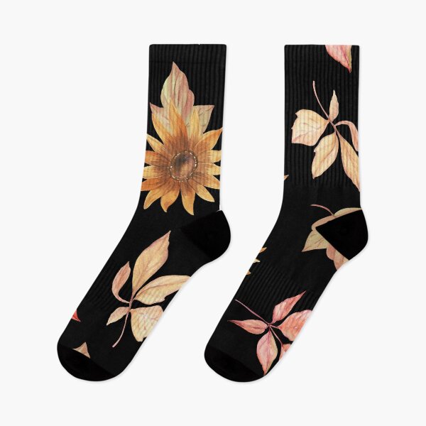 Item preview, Dark Cottagecore Autumn Sunflower Watercolor Leaf Pattern designed and sold by FestivityFinds.