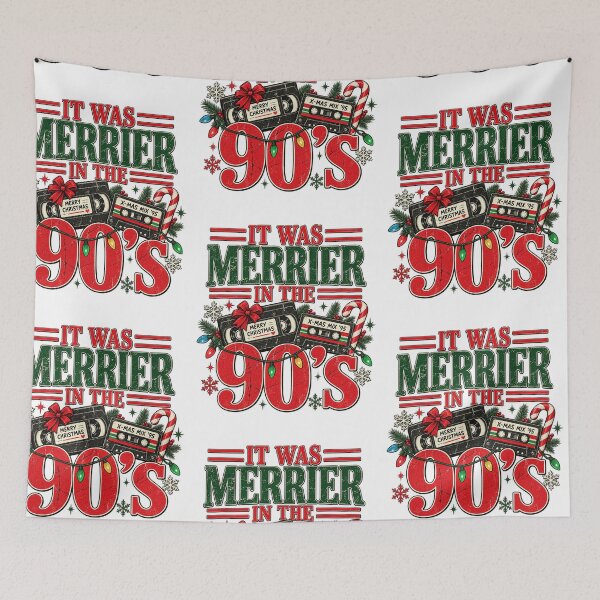 Item preview, It Was Merrier In The 90s Retro Christmas Cassette Tape VHS Holiday Art designed and sold by gamoreRony.