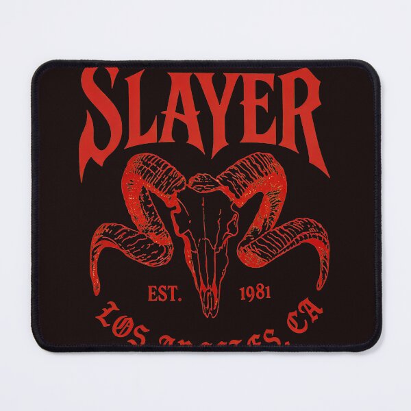Item preview, Slayer Est 1981 Los Angeles CA Ram Skull Red designed and sold by WAHBI-HBO.