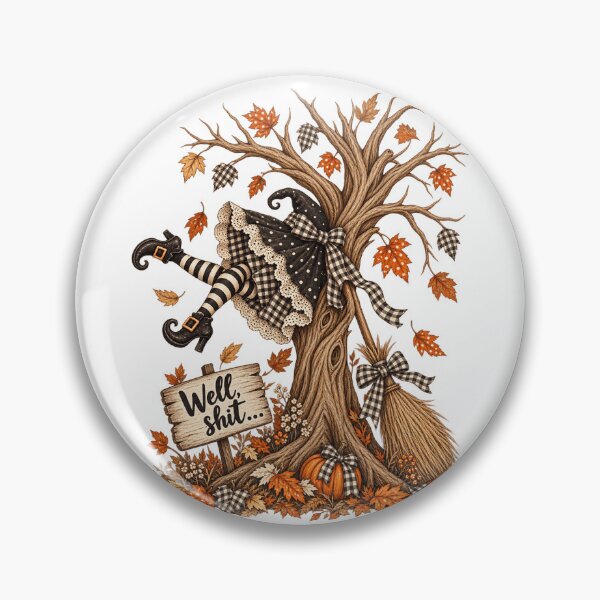 Item preview, Well Shit Crashed Witch Tree Broomstick Funny Halloween Autumn Art designed and sold by KippyMcCall.