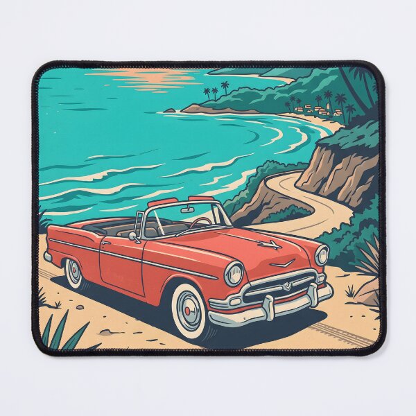 Item preview, Vintage Red Classic Car Parked by the Sea – Retro Coastal Beach Drive Design designed and sold by Sea Gem.