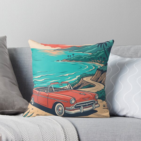 Item preview, Vintage Red Classic Car Parked by the Sea – Retro Coastal Beach Drive Design designed and sold by Sea Gem.