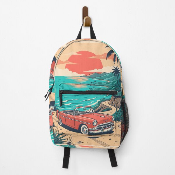 Item preview, Vintage Red Classic Car Parked by the Sea – Retro Coastal Beach Drive Design designed and sold by Sea Gem.