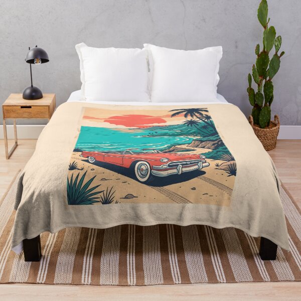 Item preview, Vintage Red Classic Car Parked by the Sea – Retro Coastal Beach Drive Design designed and sold by Sea Gem.
