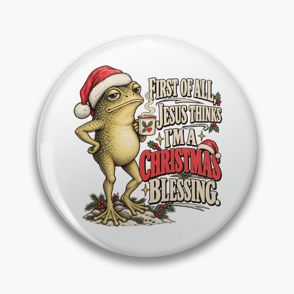 Item preview, Jesus Thinks Im A Christmas Blessing Sarcastic Toad Santa Hat Coffee Art designed and sold by EmmaSchaffer1.