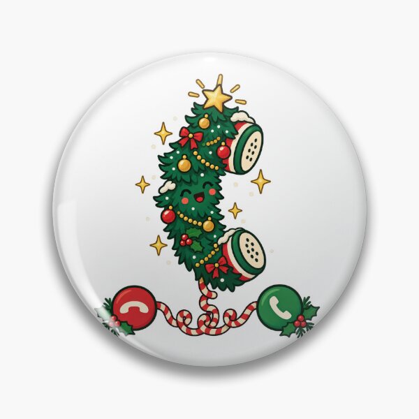 Item preview, Festive Christmas Telephone with Evergreen Tree designed and sold by skyartdesign.