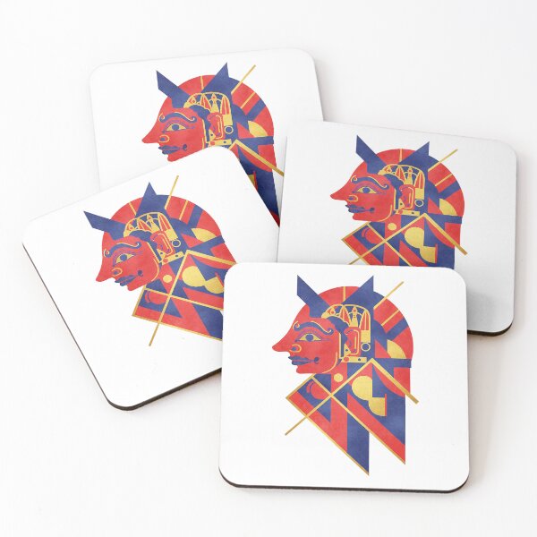Item preview, Abstract Cubist Profile – Geometric Red Blue Gold Modern Art designed and sold by cannsuh.