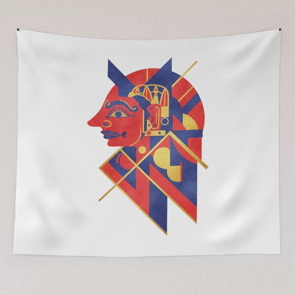 Item preview, Abstract Cubist Profile – Geometric Red Blue Gold Modern Art designed and sold by cannsuh.