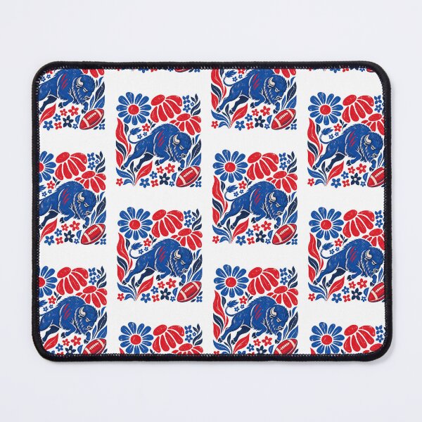 Item preview, Folk Art Charging Blue Buffalo Floral Football Game Day Sports Art designed and sold by KippyMcCall.