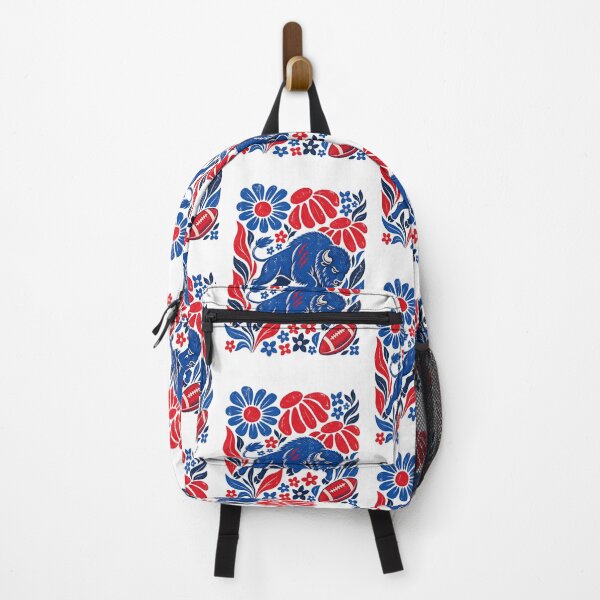 Item preview, Folk Art Charging Blue Buffalo Floral Football Game Day Sports Art designed and sold by KippyMcCall.