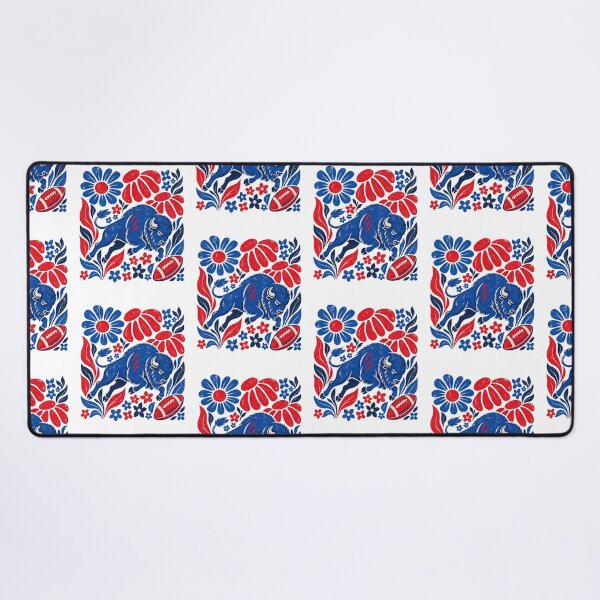 Item preview, Folk Art Charging Blue Buffalo Floral Football Game Day Sports Art designed and sold by KippyMcCall.