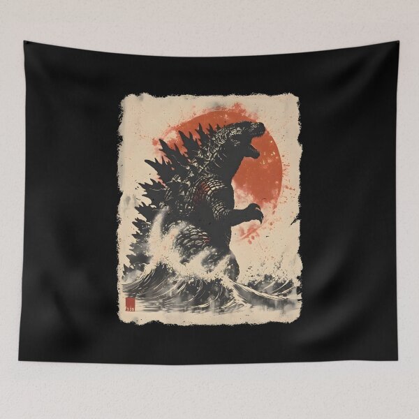 Item preview, Gojira Minus Zero Retro Monsters Vintage Great Wave Fan Art designed and sold by BryantDylanLove.