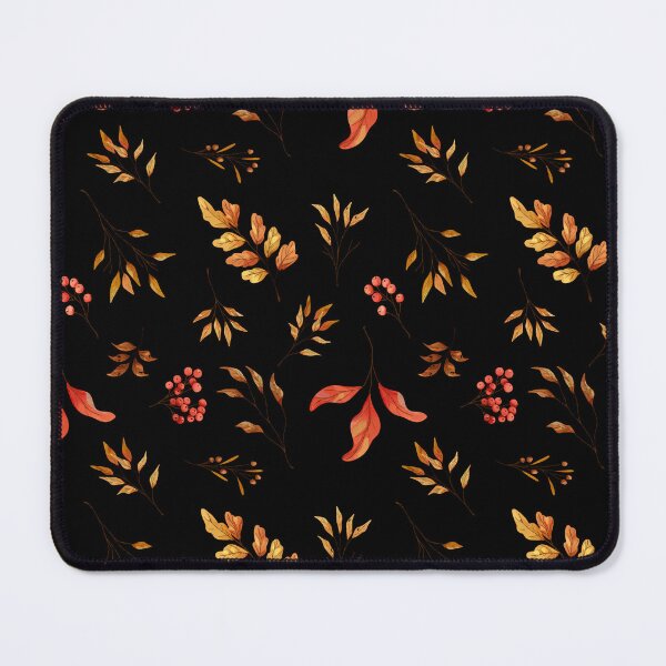 Item preview, Dark Botanical Watercolor Autumn Leaf Rowan Berry Black Pattern designed and sold by FestivityFinds.