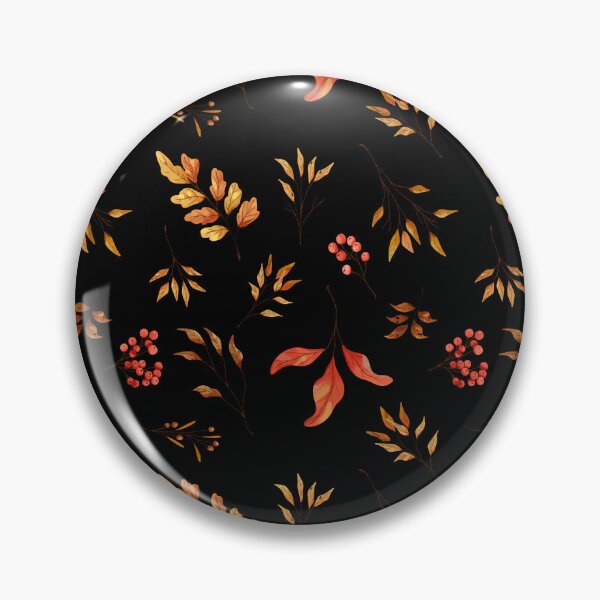 Item preview, Dark Botanical Watercolor Autumn Leaf Rowan Berry Black Pattern designed and sold by FestivityFinds.