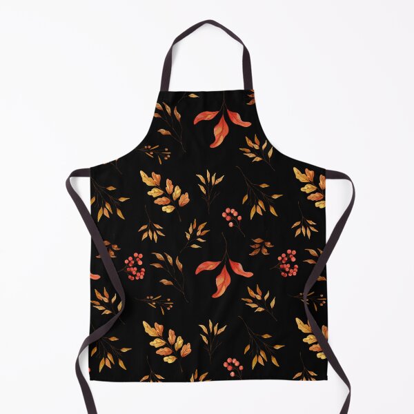 Item preview, Dark Botanical Watercolor Autumn Leaf Rowan Berry Black Pattern designed and sold by FestivityFinds.