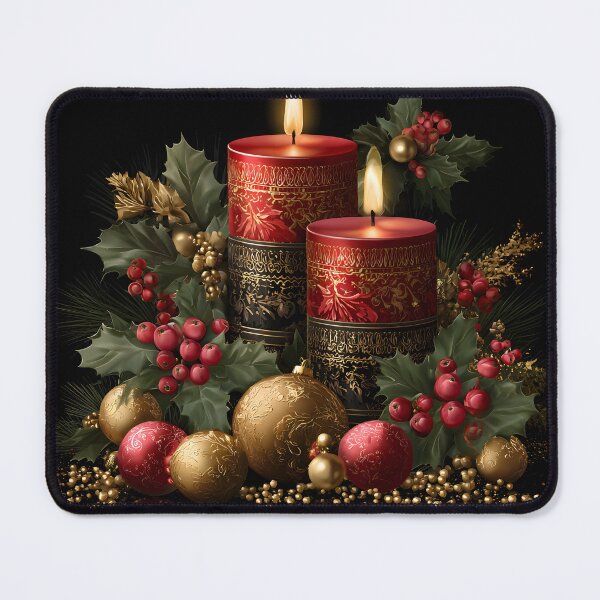 Item preview, Elegant Red and Gold Christmas Candles with Holly designed and sold by GutyzDesignsES.