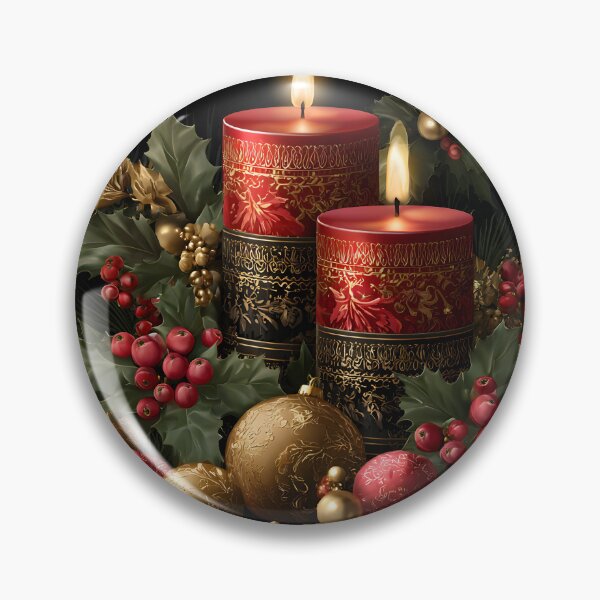 Item preview, Elegant Red and Gold Christmas Candles with Holly designed and sold by GutyzDesignsES.