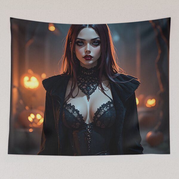 Item preview, Hot Halloween Anime Babe Goth Mommy Waifu Woman designed and sold by Your New Fixation.