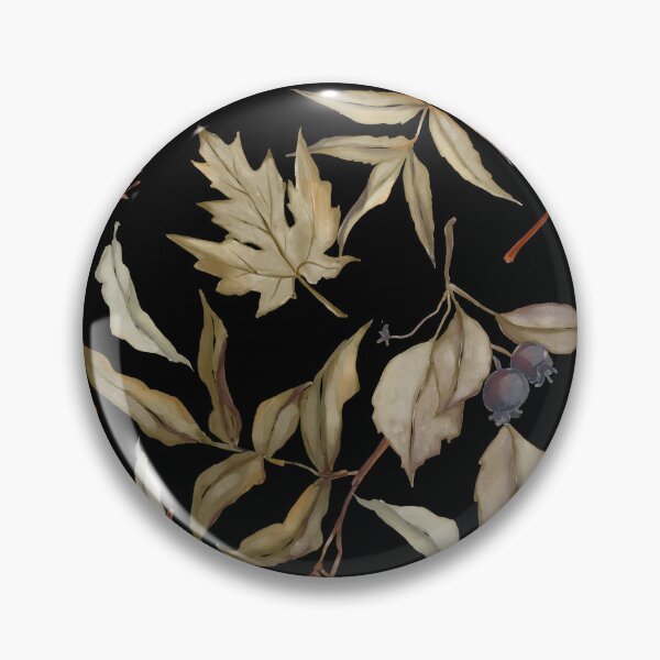 Item preview, Dark Botanical Watercolor Autumn Leaf Rowan Berry Black Pattern designed and sold by FestivityFinds.