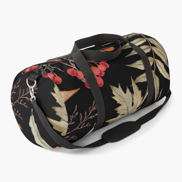 Item preview, Dark Botanical Watercolor Autumn Leaf Rowan Berry Black Pattern designed and sold by FestivityFinds.