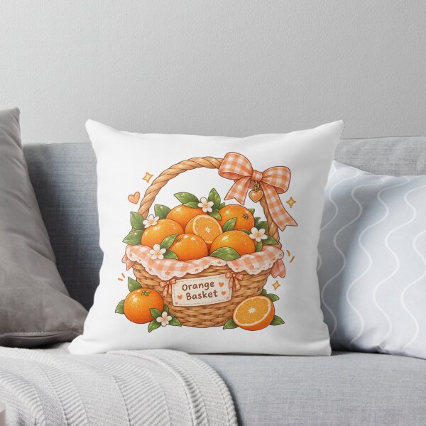 Item preview, Cute Orange Basket Kawaii Citrus Fruit Cottagecore designed and sold by Kiralemon.