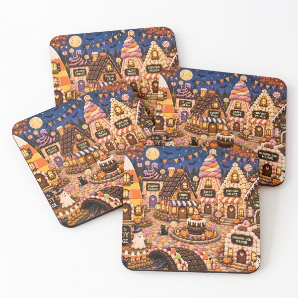 Item preview, Candy Village — Whimsical Halloween Folk Art Sweet Shop Village designed and sold by Novel Works Studio.
