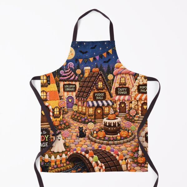 Item preview, Candy Village — Whimsical Halloween Folk Art Sweet Shop Village designed and sold by Novel Works Studio.