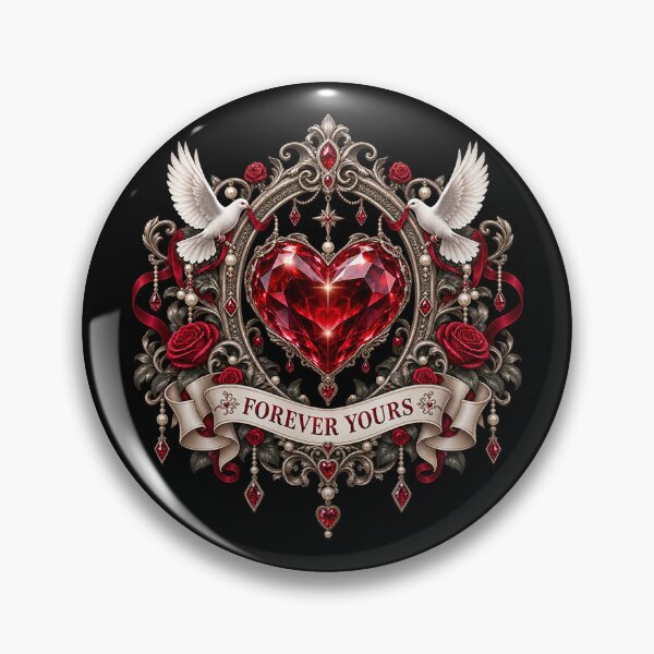Item preview, Forever Yours – Gothic Heart and Doves designed and sold by TroviTutto.