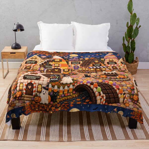 Item preview, Candy Village — Whimsical Halloween Folk Art Sweet Shop Village designed and sold by Novel Works Studio.