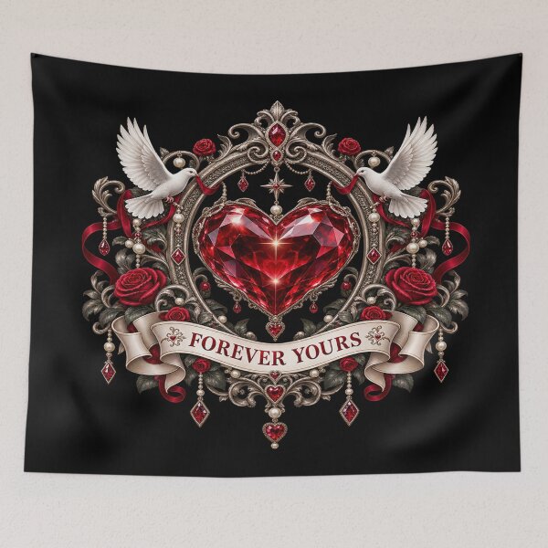 Item preview, Forever Yours – Gothic Heart and Doves designed and sold by TroviTutto.
