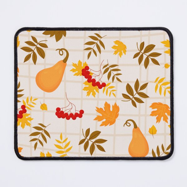 Item preview, Warm Autumn Harvest Gourd Berry Grid Cottagecore Pattern designed and sold by FestivityFinds.