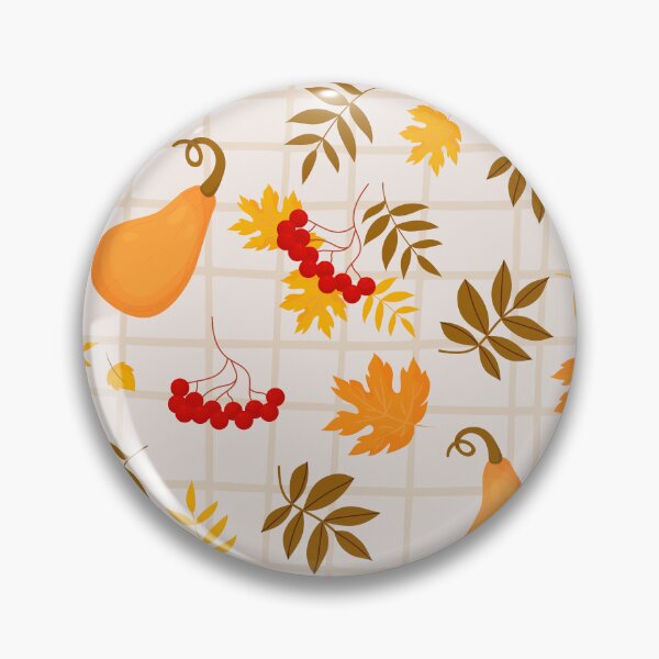 Item preview, Warm Autumn Harvest Gourd Berry Grid Cottagecore Pattern designed and sold by FestivityFinds.