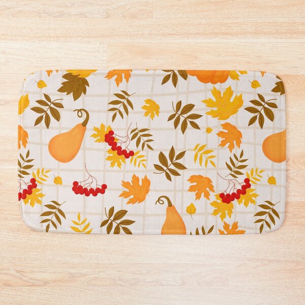 Item preview, Warm Autumn Harvest Gourd Berry Grid Cottagecore Pattern designed and sold by FestivityFinds.