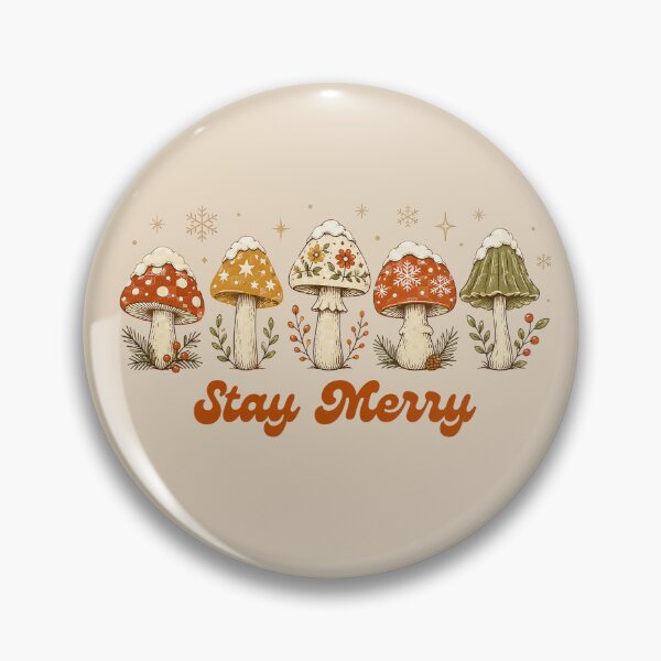 Item preview, Stay Merry mushrooms with snowflakes vintage inspired winter design designed and sold by Neeshki.
