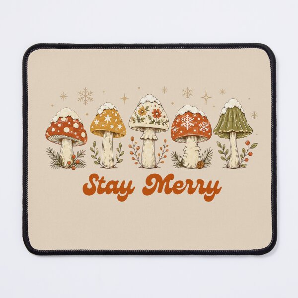 Item preview, Stay Merry mushrooms with snowflakes vintage inspired winter design designed and sold by Neeshki.