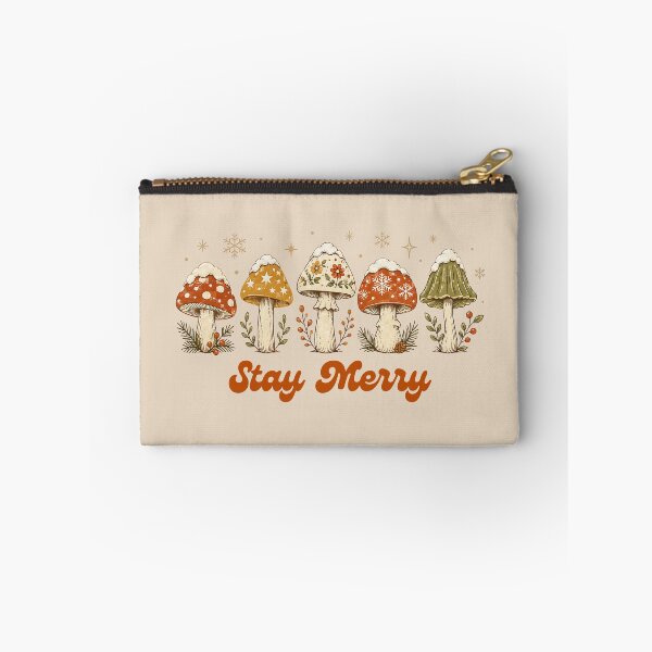 Item preview, Stay Merry mushrooms with snowflakes vintage inspired winter design designed and sold by Neeshki.