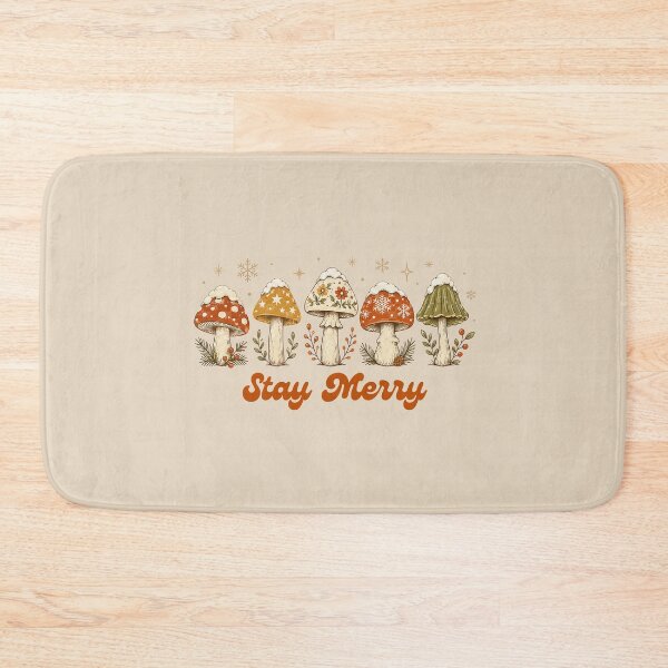 Item preview, Stay Merry mushrooms with snowflakes vintage inspired winter design designed and sold by Neeshki.