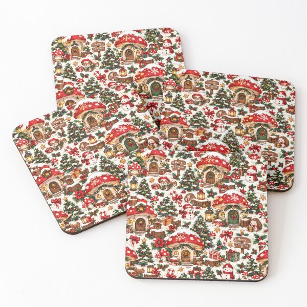 Item preview, Christmas Mushroom Village – Cozy Cottagecore Holiday Pattern designed and sold by RJACreative.