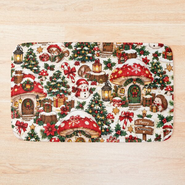 Item preview, Christmas Mushroom Village – Cozy Cottagecore Holiday Pattern designed and sold by RJACreative.