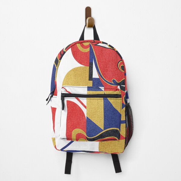 Item preview, Abstract Geometric Bauhaus Mask – Modern Tribal Red Blue Gold Art designed and sold by cannsuh.