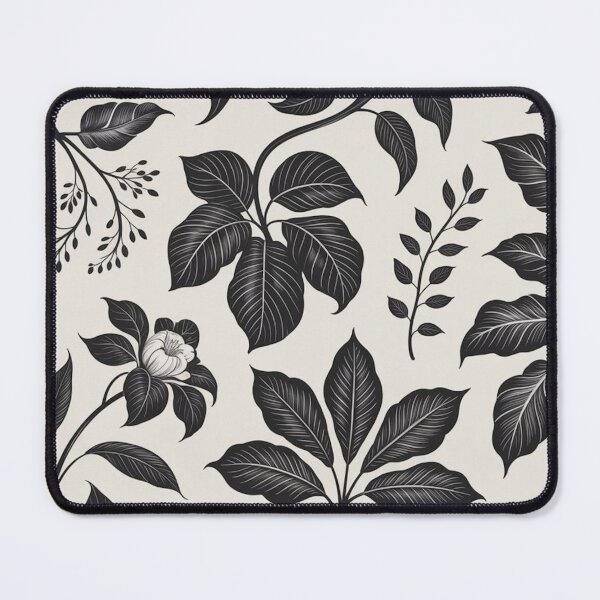 Item preview, Black and White Botanical Leaf Pattern designed and sold by Mindful Wall Art Studio.