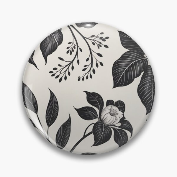 Item preview, Black and White Botanical Leaf Pattern designed and sold by Mindful Wall Art Studio.